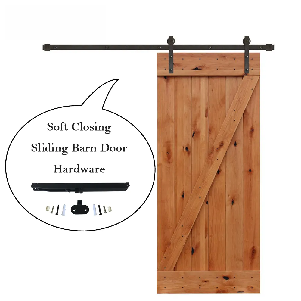 Sistema de puertas correderas de Granero, sistema de dos lados de cierre suave para puertas interiores de Granero, Partición de madera sólida
