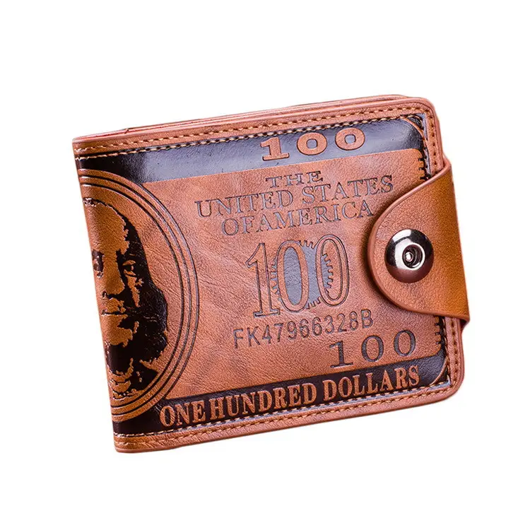 HOT Selling US100 One Hundred Dollar Embossed Vintage PU Leather MenのWallet With Hasp