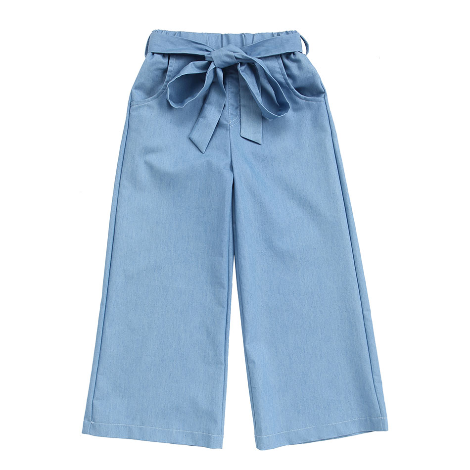 Новое поступление 2019, джинсы для маленьких девочек, джинсовые брюки с широкими штанинами