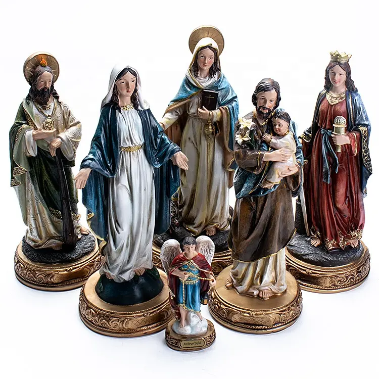 4 figurines religieux catholique en polyrésine, fabrication à la main, vente en gros