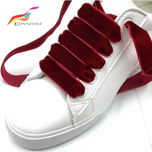 Produsen Fashion grosir 1.5cm multiwarna satu sisi beludru pita tali sepatu