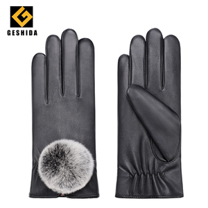 Moda abito invernale Touchscreen corsa pelliccia di coniglio da donna in pile in finta pelle guanti PU - Product Image 4