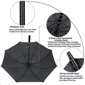 Paraguas de <span class=keywords><strong>Golf</strong></span> de Apertura Automática con Toldo Recto de Fibra de Vidrio Resistente al Viento, Logotipo Personalizado, Regalos Empresariales, Doble Toldo con Ventilación - Product Image 3