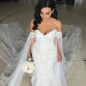 Robe longue de mariée, tenue de bal romantique, col bateau, manches longues, avec des appliques au dos, LL058, offre spéciale