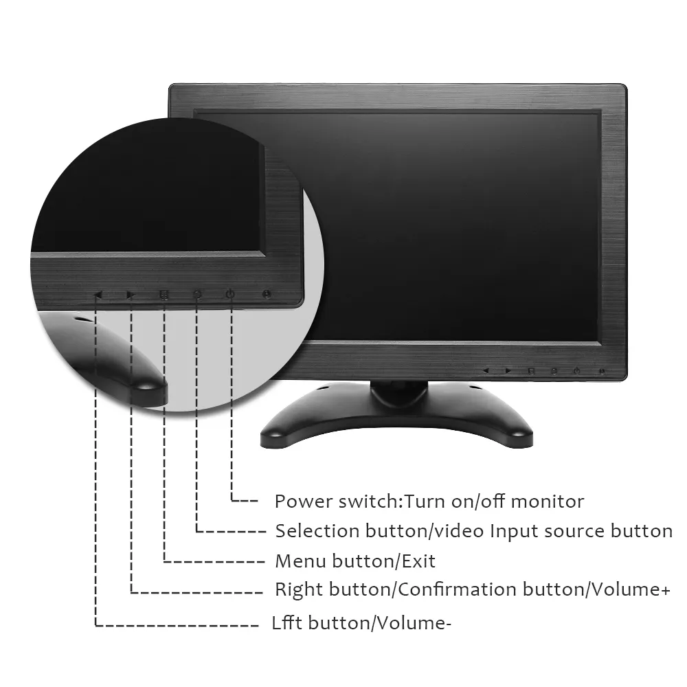 Lcd Monitor 12 12'' Hot Sell LCD Monitor With HD VGA USB BNC AV Ports ABS Material Monitor