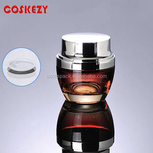 Beauty 50ml empty red glass packaging for cream, glass jars with golden and silver lid