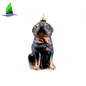 Ornamento adorabile del cane di <span class=keywords><strong>natale</strong></span> di <span class=keywords><strong>vetro</strong></span> nero di nuova moda per la decorazione della famiglia - Product Image 2