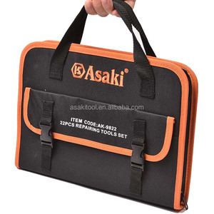 ASAKI Tools AK-9822 22pcs Repairing Electrician Tool Bag with Handle Plier Screwdriver Hammer Wrench Knife Hex Key Set - Product Image 4