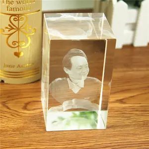 激光照片头像装饰摆件3d水晶雕刻礼品抛光块