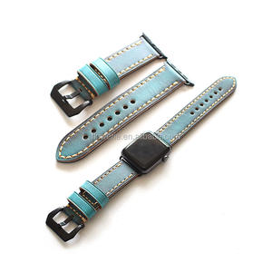 Pour Apple Watch, bracelet de rechange en cuir de Style Rural avec adaptateur en métal argenté pour 3/2/1 - Product Image 4