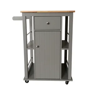 Модный простой дизайн кухонная мебель кухонный шкаф еда овощная сервировочная деревянная тележка с колесами