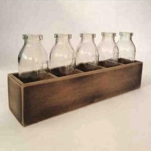 Trang trại Chai Thủy Tinh Nhỏ Hộp Cổ Điển Bằng Gỗ Chai Sữa Crate - Product Image 2