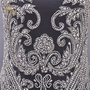 Длинные блестящие нашивки с кристаллами и бусинами для свадебного платья - Product Image 6