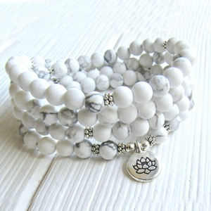 SN1396-pulsera de plata de primera ley con forma de flor para mujer, brazalete, plata esterlina 108, estilo plateado, Reiki, 8mm - Product Image 1