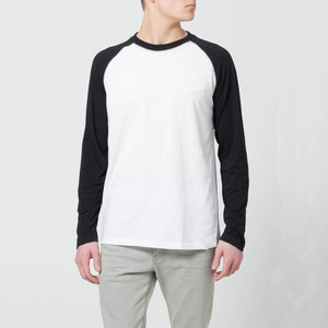 Hommes contraste blanc à manches longues t-shirts de baseball en gros - Product Image 1