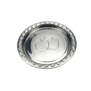 factory cheap embossed kitchen stainless steel dinner plate round food dinner plate Restaurant service tray