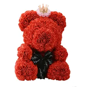 2023 발렌타인 데이 참신 선물 꽃 인형 팬더 테디 베어 웨딩 장식 장난감 선물 상자 어린이 가족을위한 장미 곰