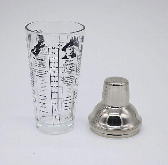 Kitchen 450ml/16oz Stainless Steel Glass Bartender Cocktail Drinking Martini Shaker