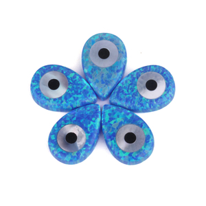 Fuoco superiore con foro 10mm pietre preziose occhio doppi lati con occhi forma rotonda sintetica <span class=keywords><strong>pietra</strong></span> <span class=keywords><strong>opale</strong></span> <span class=keywords><strong>blu</strong></span> prezzo - Product Image 3