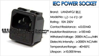 Enchufe Industrial Universal de Plástico LZ-14-F2-4P con 3 Tomas, 10A, 250V, con Componente de Enchufe