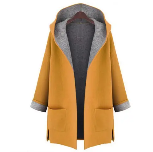 Yq53 casaco feminino longo de lã, jaqueta tipo cardigan fino de algodão quente