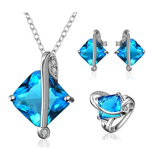 Wholesale wedding crystal jewelry set, sapphire crystal jewelry set