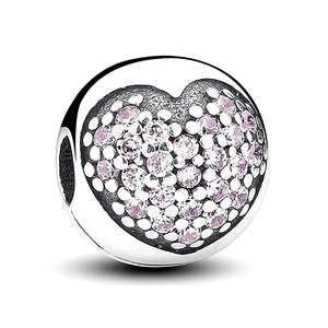 Venta al por mayor de metal a la moda personalizado dos lados cristal amor corazones fianza cuentas colgante <span class=keywords><strong>encanto</strong></span> accesorio DIY para la fabricación de pulseras - Product Image 1