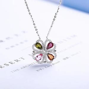 Beaux bijoux en argent 925 pour femme, collier de tourmaline naturelle, nouvelle mode - Product Image 2