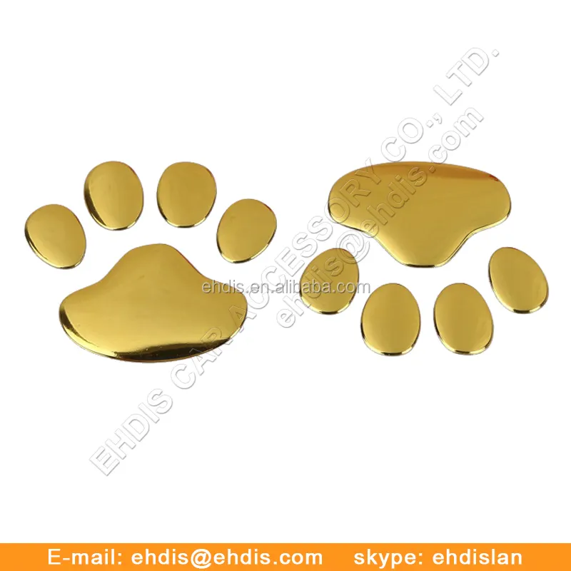 Autocollant 3D doré avec motif de patte de chien, décoration autocollante, couleur dorée, 24 pièces