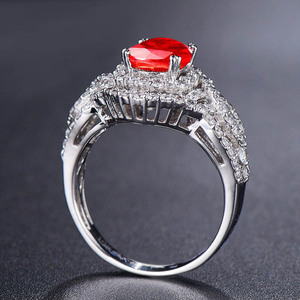 Anello in Oro Bianco con Diamanti e Rubino <span class=keywords><strong>Rosso</strong></span> Naturale da 1,13 Carati, Gioielleria all'Ingrosso di Dubai per Donne - Product Image 3