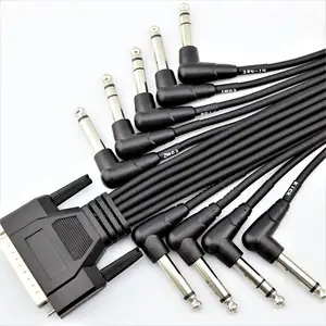 Black DB25 to 9 6.35mm TRS/mono instrument cable electric drum machine percussion drum audio connection cable