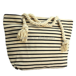<span class=keywords><strong>Bolso</strong></span> de <span class=keywords><strong>Playa</strong></span> <span class=keywords><strong>Barato</strong></span> de Lona con Asa de Cuerda y Rayas Onduladas - Product Image 4