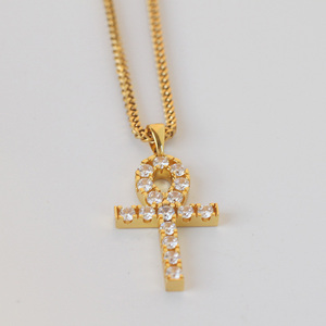 Diamante allanar oro Ankh encantos joyería de los colgantes del collar - Product Image 2