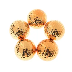 Custom Golf Souvenirs Golden Plating Metal Golf Ball