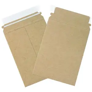 Kraft Rigid Photo Maliers Custom Envelope Flat Mailer With Pull Tab Tear Strip For Easy Opening Recycled Envelopes