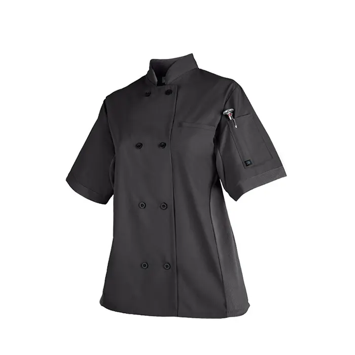 Promozionale OEM all'ingrosso mezza manica nero cuoco vestiti del cappotto vino rosso da cucina dell'hotel ristorante cuoco uniforme