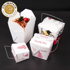 Paper Food Take Out <strong>Box</strong> with Handle, Disposable Take Away <strong>Noodle</strong> <strong>Box</strong> - Product Image 5