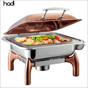 Equipo de catering árabe, tapa de vidrio rectangular, calefactor de plato eléctrico de inducción, plato para rozaduras de latón indio antiguo - Product Image 2