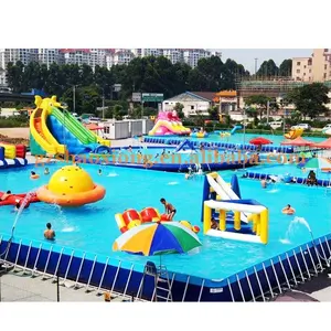 充气浮动水游戏水障碍课程在海或游泳池金属框架游泳池中国工厂出售价格