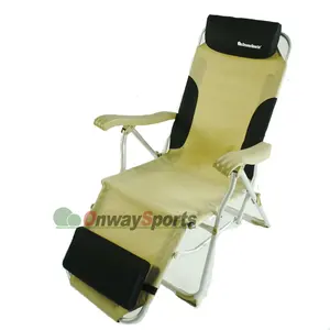 Onwaysports Foldable चैज़लोंग एल्यूमीनियम डेक के साथ समुद्र तट कुर्सी तकिया खाकी ओउ-85