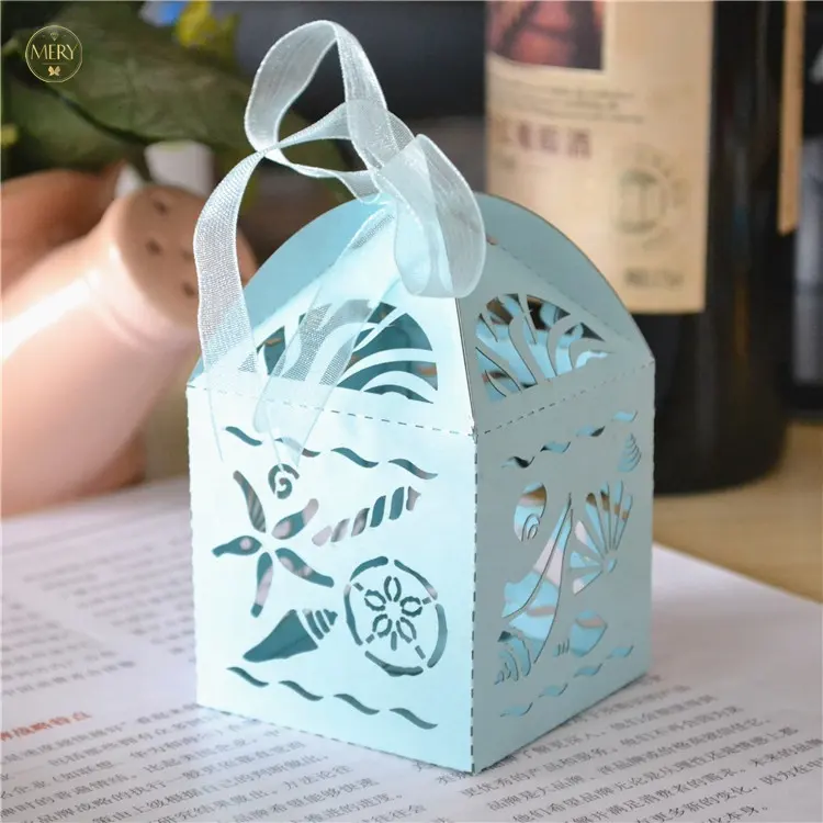 Sea theme laser cut baby shower party wedding favor boxes