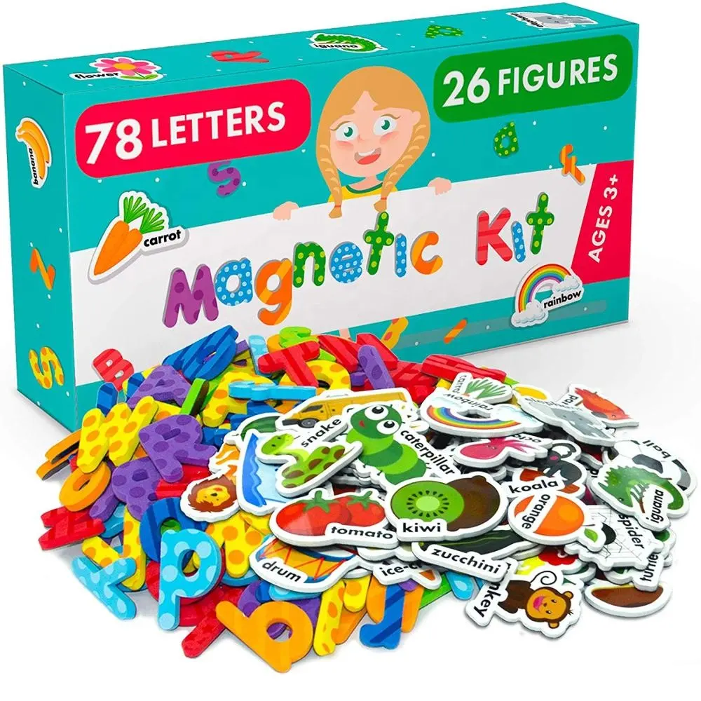 Foam Alphabet Magnets And Magnets with Zoo And Farm Animals Ideal Educational Toy for Preschool Learning, Spelling, Counting