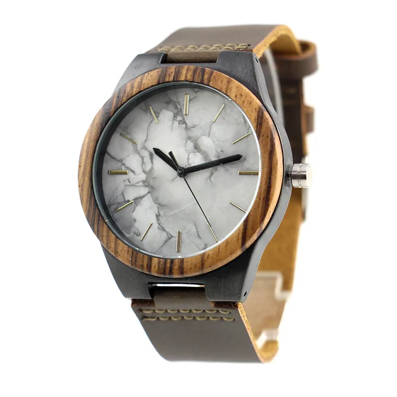 メンズ腕時計中国ムーブメントブランドカジュアルマーブルレザー高級木製腕時計メーカー