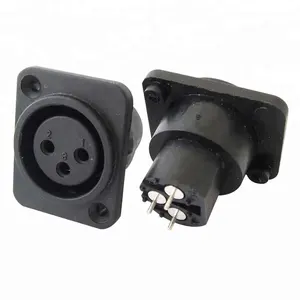 Adaptador de tomada para microfone xlr, 3 pinos de montagem de painel fêmea, adaptador de conector de áudio