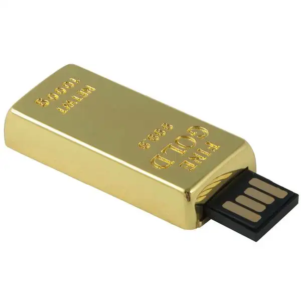Anti Kopya Metal Altın Bar Bellek Sopa Özel Logo USB Flash Sürücü