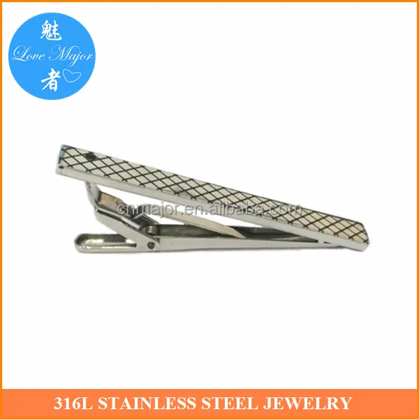 Fashion Mens Accessories CheckedDesign Stainless Steel Unique Tie Clips With Crystal