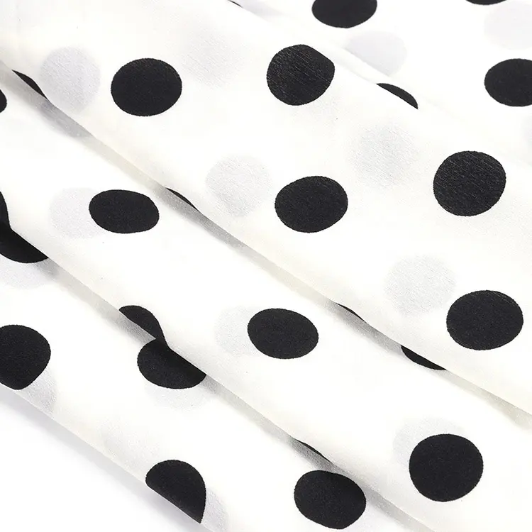 High Quality 57/58" Polka Dot Printed Polyester Plain Linen Fabric