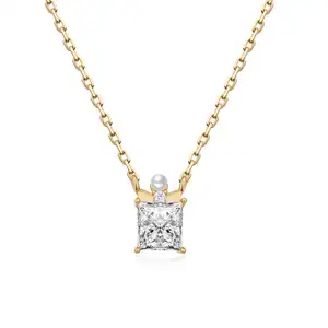 Keiyue Custom Wholesale Gold Plated Diamond Cz Jewelry Pendant Necklace Custom Jewelry Pearl Diamond Necklace