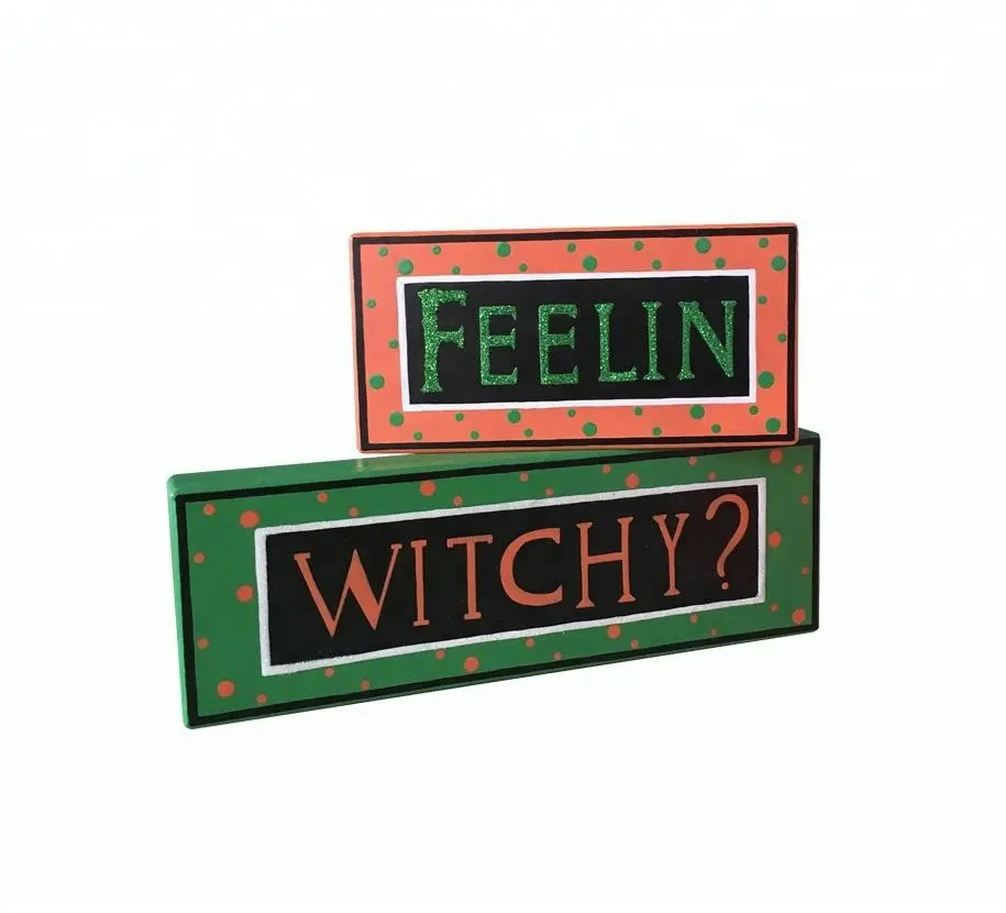 Di legno di halloween WITCHY decorazione su topdesk ognissanti regali caldi di vendita come articoli di promozione in finestra di shopping