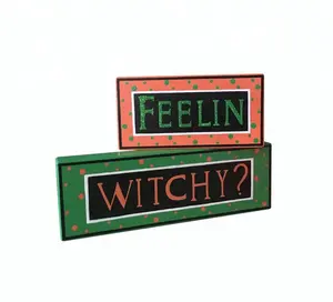 Wooden halloween WITCHY decoration on topdesk hallowmas hot sale gifts as promotion items in window shopping